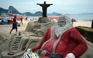 BRAZIL-SAND SCULPTURE-CHRISTMAS